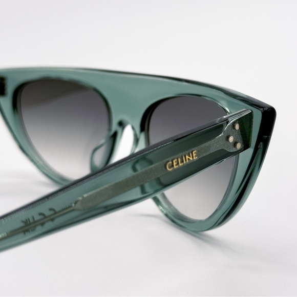 NEW CELINE CL40228I 93B CELINE GREEN GREY GRADIENT CAT EYE WOMEN SUNGLASSES - Picture 7 of 10
